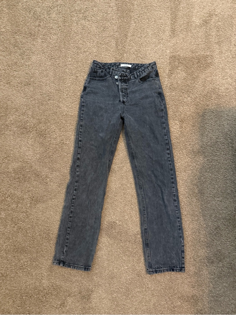 12th Tribe Women's Black Washed Straight Leg Jeans